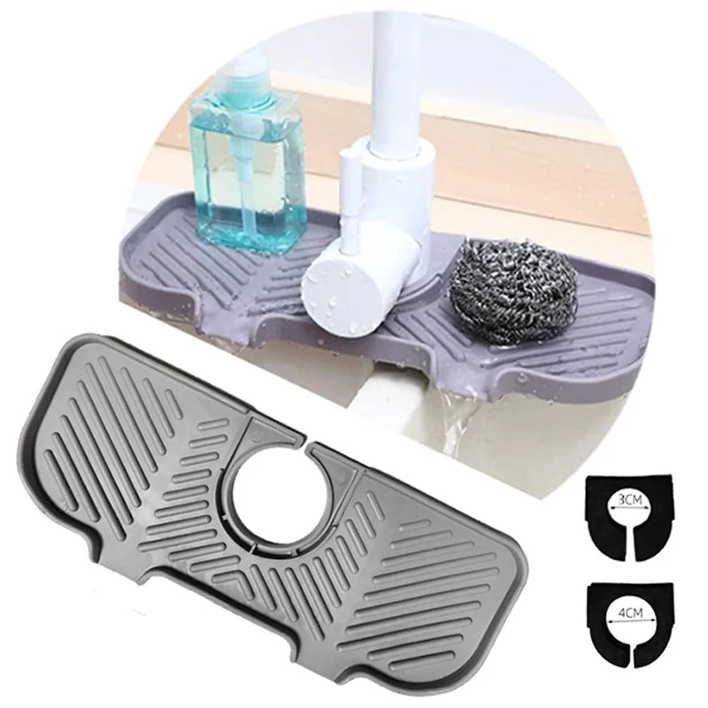 Self Draining Soap Bar Holder Silicone Kitchen Sink Soap Dish Sponge Tray Counter Caddy Organizer for Dish Soap Dispenser