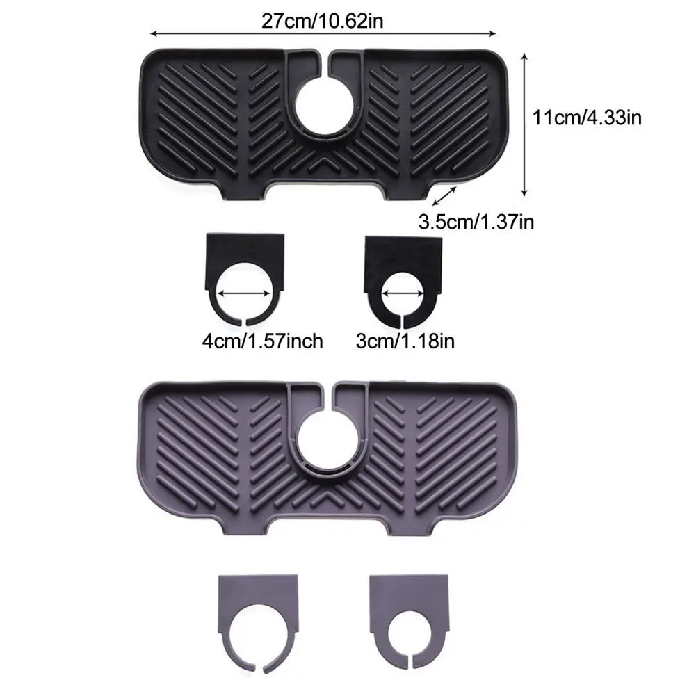 Self Draining Soap Bar Holder Silicone Kitchen Sink Soap Dish Sponge Tray Counter Caddy Organizer for Dish Soap Dispenser