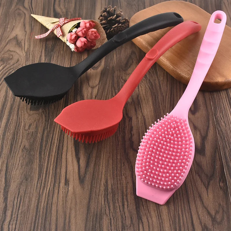 Long Handle Silicone Pot Scrubber With Hanging Hole Non Stick Pan Brush Kitchen Oil Removal Cleaning Scraper