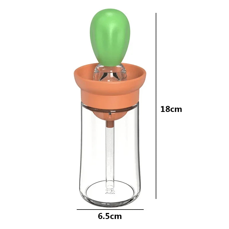 Portable Kitchen Oil Bottle Silicone Brush Control Quantitative with Barbecue Spray Bottle for BBQ Cooking Baking Oil Dispenser