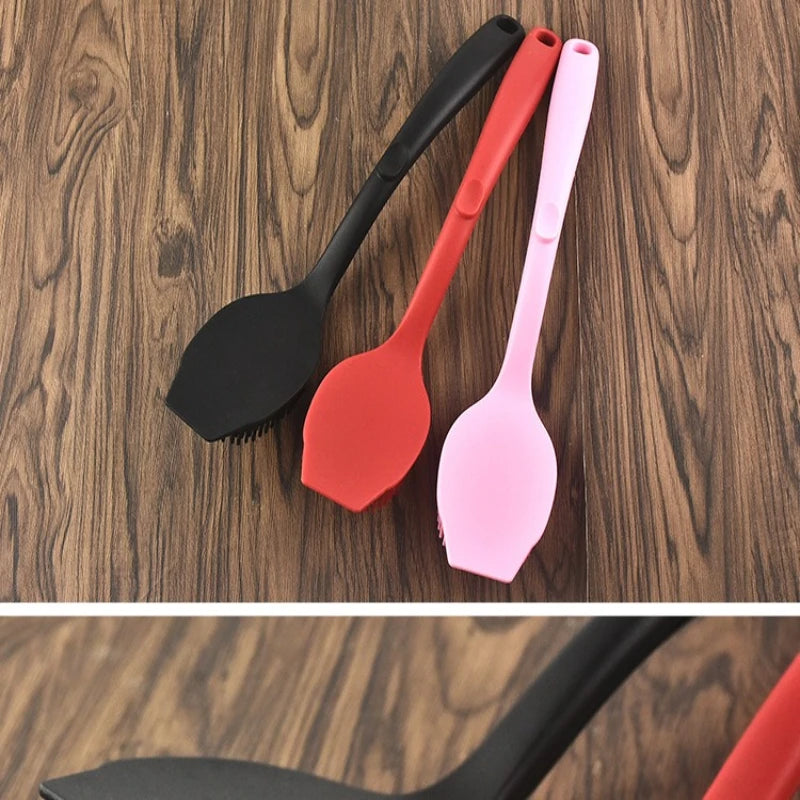 Long Handle Silicone Pot Scrubber With Hanging Hole Non Stick Pan Brush Kitchen Oil Removal Cleaning Scraper